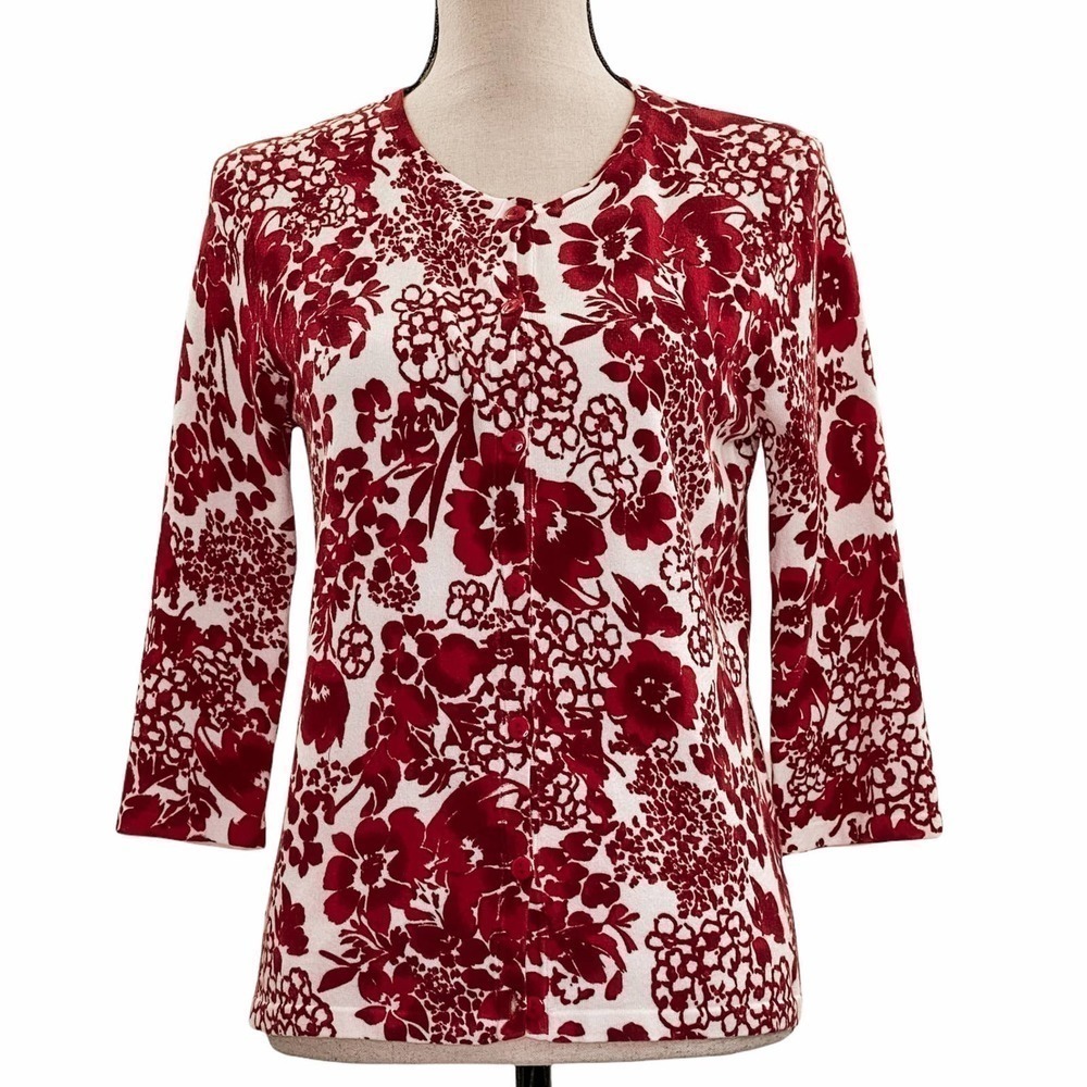 DESIGNERS Originals White Red Floral Print Blouse